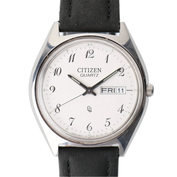 Vintage Citizens Quartz Men’s Watch With New Black Stuller Genuine Leather Band.